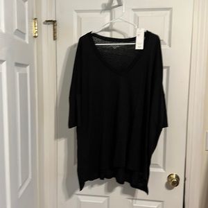 Eileen Fisher black linen jersey, L